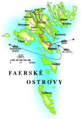 Mapa Faerskch ostrov