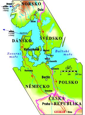 Mapa Skandinvie